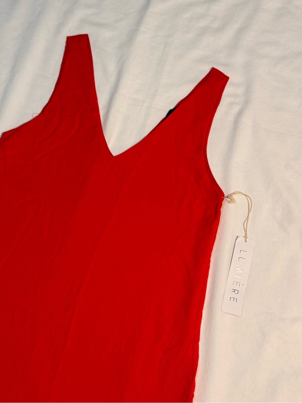 Lumiere Bright Red V-Neck Ruffle Hem dress - Picture 2 of 7